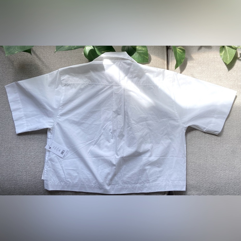 NWT Equipment | Salma Crop Button-Up Cotton Shirt - Bright White (XXS) - Picture 4 of 8